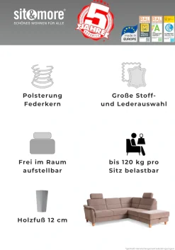 Home affaire Ecksofa »Palmera L-Form, B: 236 cm« optional Schlaffunktion & Bettkasten, Federkern