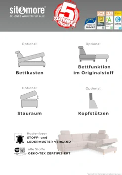 Home affaire Ecksofa »Palmera L-Form, B: 236 cm« optional Schlaffunktion & Bettkasten, Federkern