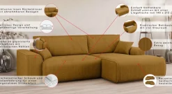 Home affaire Ecksofa »Santenay mit Bettfunktion und Bettkasten, Maße: B/T/H 266/164/90 cm« L-Form mit Wellenfederung, Schlaffläche: 140x213 cm, auch in Cord