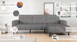Home affaire Ecksofa »SERINE mit Recamiere rechts/links bestellbar, Maße B/H/T 253/91/161 cm« L-Form mit Wellenunterfederung, 3 Rückenkissen, ohne Bettfunktion