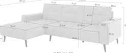 Home affaire Ecksofa »SERINE mit Recamiere rechts/links bestellbar, Maße B/H/T 253/91/161 cm« L-Form mit Wellenunterfederung, 3 Rückenkissen, ohne Bettfunktion