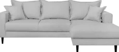 Home affaire Ecksofa »VEYRAS L-Form, hoher Sitzkomfort, Maße B/T/H: 230/150/76 cm« mit Wellenunterfederung, incl. Rückenkissen und Zierkissen
