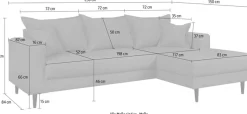 Home affaire Ecksofa »VEYRAS L-Form, hoher Sitzkomfort, Maße B/T/H: 230/150/76 cm« mit Wellenunterfederung, incl. Rückenkissen und Zierkissen