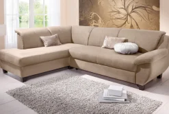Home affaire Ecksofa »Yesterday L-Form, B/T: 254/186 cm, belastbar bis 140kg/ Sitz« Microfaser, natur
