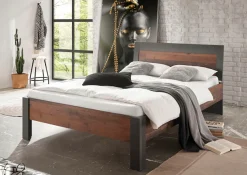 Home affaire Einzelbett »BROOKLYN Bett im Industrial Design, Bettgestell, Bettrahmen« Kopfteil in dekorativer Rahmenoptik, Liegefläche 140 x 200 cm