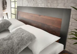 Home affaire Einzelbett »BROOKLYN Bett im Industrial Design, Bettgestell, Bettrahmen« Kopfteil in dekorativer Rahmenoptik, Liegefläche 140 x 200 cm
