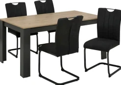 Home affaire Essgruppe »Napoli« Set, 4 Freischwinger + 1 Esstisch, 5 Stk. tlg. 5-teilige Tischgruppe mit modernem Freischwinger Stuhl und Esstisch