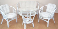 Home affaire Essgruppe Set, 4 Stk. tlg. aus handgeflochtenem Rattan mit passenden Kissenauflagen