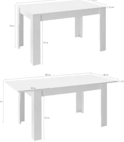 Home affaire Esstisch »Basic 137x90x79 cm (BxTxH), Esszimmertisch Weiss Hochglanz Lack,« moderner rechteckiger Küchentisch, ausziehbar, erweiterbar auf 185 cm