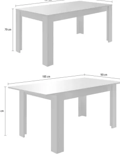 Home affaire Esstisch »Dama 137x90x79 cm (BxTxH), Esszimmertisch Anthrazit Hochglanz Lack,« moderner rechteckiger Küchentisch, ausziehbar, erweiterbar auf 185 cm