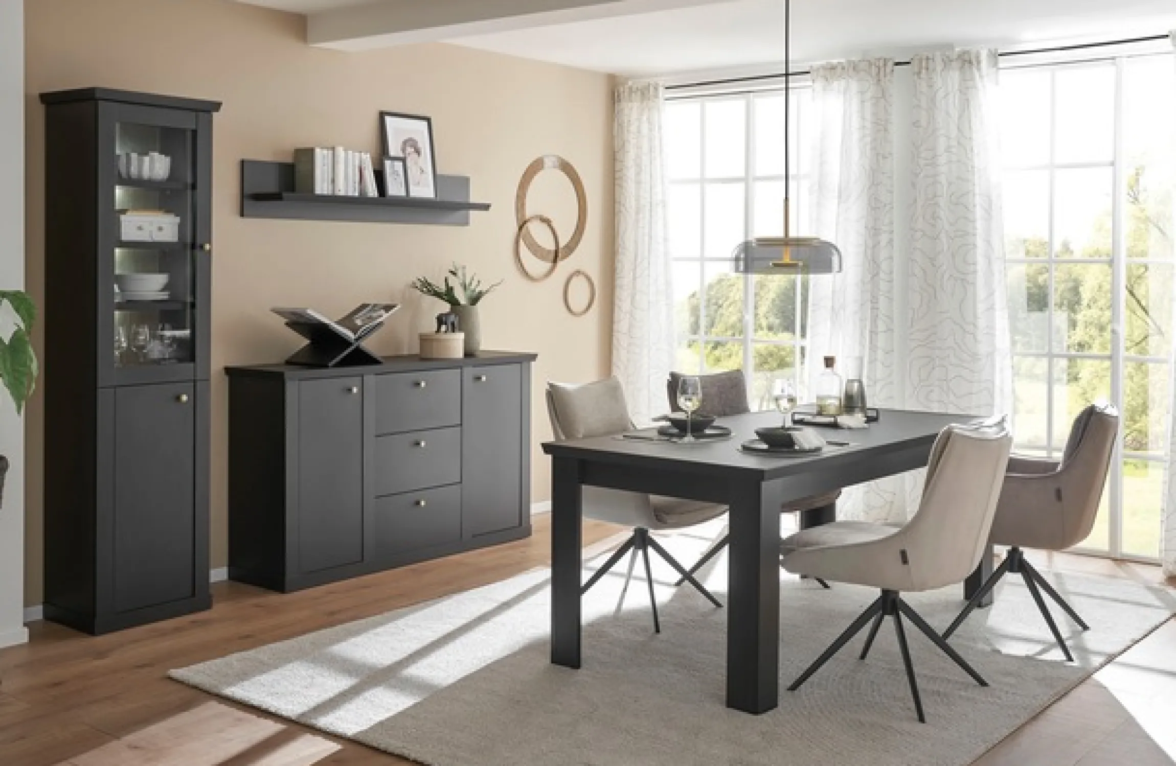 Home affaire Esstisch »Lincoln, Tisch im Landhausstil, schwarzer Esszimmertisch« edles Design, abgeschrägte Tischplatte, 180 cm breit