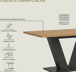 Home affaire Esstisch »Motus, ausziehbar 150 -190 cm, inklusive 40 cm Einlegeplatte« Set, 1 Stk. tlg. V-Gestell mit Bodenplatte, Tisch, Küchentisch, Esszimmer, Küche