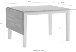 Home affaire Esstisch »Samba« Breite 120 cm, mit ausklappbarer Tischplatte