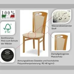 Home affaire Esszimmerstuhl »FERDI Made in Italy, Massivholz« (Set) 2 Stk.Bezug Feinstruktur (wasser- und fleckabweisend) oder Struktur