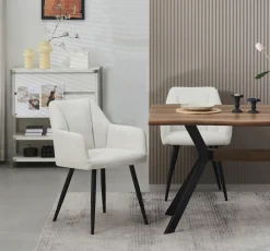 Home affaire Esszimmerstuhl »MILTON, 2er Set, mit Metallgestell in matt schwarz« (Set) 2 Stk.in verschiedenen Farben, Belsatbarkeit pro Stuhl 120 kg, mit Armlehne