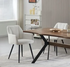 Home affaire Esszimmerstuhl »MILTON, 2er Set, mit Metallgestell in matt schwarz« (Set) 2 Stk.in verschiedenen Farben, Belsatbarkeit pro Stuhl 120 kg, mit Armlehne