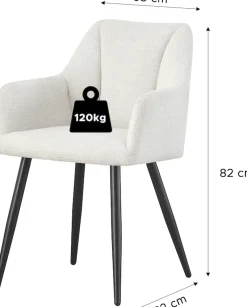 Home affaire Esszimmerstuhl »MILTON, 2er Set, mit Metallgestell in matt schwarz« (Set) 2 Stk.in verschiedenen Farben, Belsatbarkeit pro Stuhl 120 kg, mit Armlehne