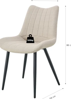 Home affaire Esszimmerstuhl »DAWSON, 2er Set, mit Metallgestell in matt schwarz« (Set) 2 Stk.in verschiedenen Farben, Belsatbarkeit pro Stuhl 120 kg