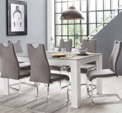 Home affaire Esszimmerstuhl »Milano« (Set) 4 Stk.Freischwinger mit verchromten Metallgestell