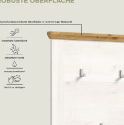 Home affaire Garderobenpaneel »COSENZA,Höhe 103 cm, 5 Garderobenhaken, 2-farbig« in Landhausoptik, Wandpaneel, Paneel, Wandhaken