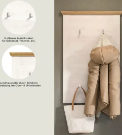 Home affaire Garderobenpaneel »COSENZA,Höhe 103 cm, 5 Garderobenhaken, 2-farbig« in Landhausoptik, Wandpaneel, Paneel, Wandhaken