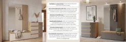 Home affaire Garderobenpaneel »LANDUVA Garderobe mit Schuhschrank, Spiegel und Haken, Breite 120 cm« Garderoben-Set, Kompaktgarderobe, mit Sitzbank, Lamellen Design