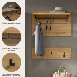 Home affaire Garderobenpaneel »REHAT, TOPSELLER!, 2-teilig, bestehend aus: Paneel & Hakenleiste« in verschiedenen Farben erhältlich, 1 Stk. tlg. Paneel, Hakenleiste, Wandboard, Garderobe, Garderobenleiste
