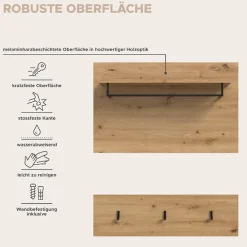 Home affaire Garderobenpaneel »REHAT, TOPSELLER!, 2-teilig, bestehend aus: Paneel & Hakenleiste« in verschiedenen Farben erhältlich, 1 Stk. tlg. Paneel, Hakenleiste, Wandboard, Garderobe, Garderobenleiste