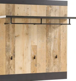 Home affaire Garderobenpaneel »Sherwood, Wandregal im Industrial-Style, Flurgarderobe, Garderobe« mit Ablage, Garderobenstange und Haken, in 2 Farben erhältlich