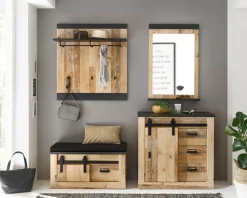 Home affaire Garderobenpaneel »Sherwood, Wandregal im Industrial-Style, Flurgarderobe, Garderobe« mit Ablage, Garderobenstange und Haken, in 2 Farben erhältlich