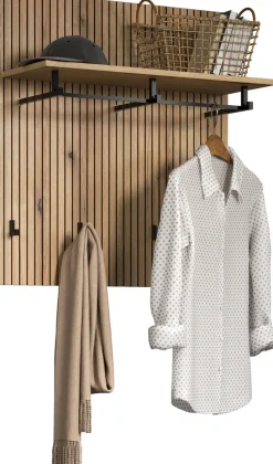 Home affaire Garderobenpaneel »Amrum« 1 Stk. tlg. Wandpaneel mit Ablage, 1 Kleiderstange & 4 Haken - (B/T/H) 80/28/84 cm