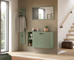Home affaire Garderobenpaneel »TATIO, Rillenfräsung, 4 Haken, 1 Kleiderstange, 1 Ablageboden« 1 Stk. tlg. Garderobenpaneel, Garderobe, Flur, Diele