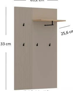 Home affaire Garderobenpaneel »Luminara« 1 Stk. tlg. Wandgarderobe breit mit eleganter Rillenoptik - (B/T/H) 85/26/133 cm