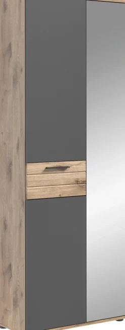 Home affaire Garderobenschrank »Riga, Höhe 200 cm, 2 Türen, 4 Einlegeböden, 1 Kleiderstange« mit Softclose, Kleiderstange ausziehbar,universal einsetzbarer Schrank