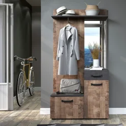 Home affaire Garderobenschrank »Saragossa« Kompaktgarderobe, Tür, Schublade, Klappe - (B/T/H) 104/32/190 cm