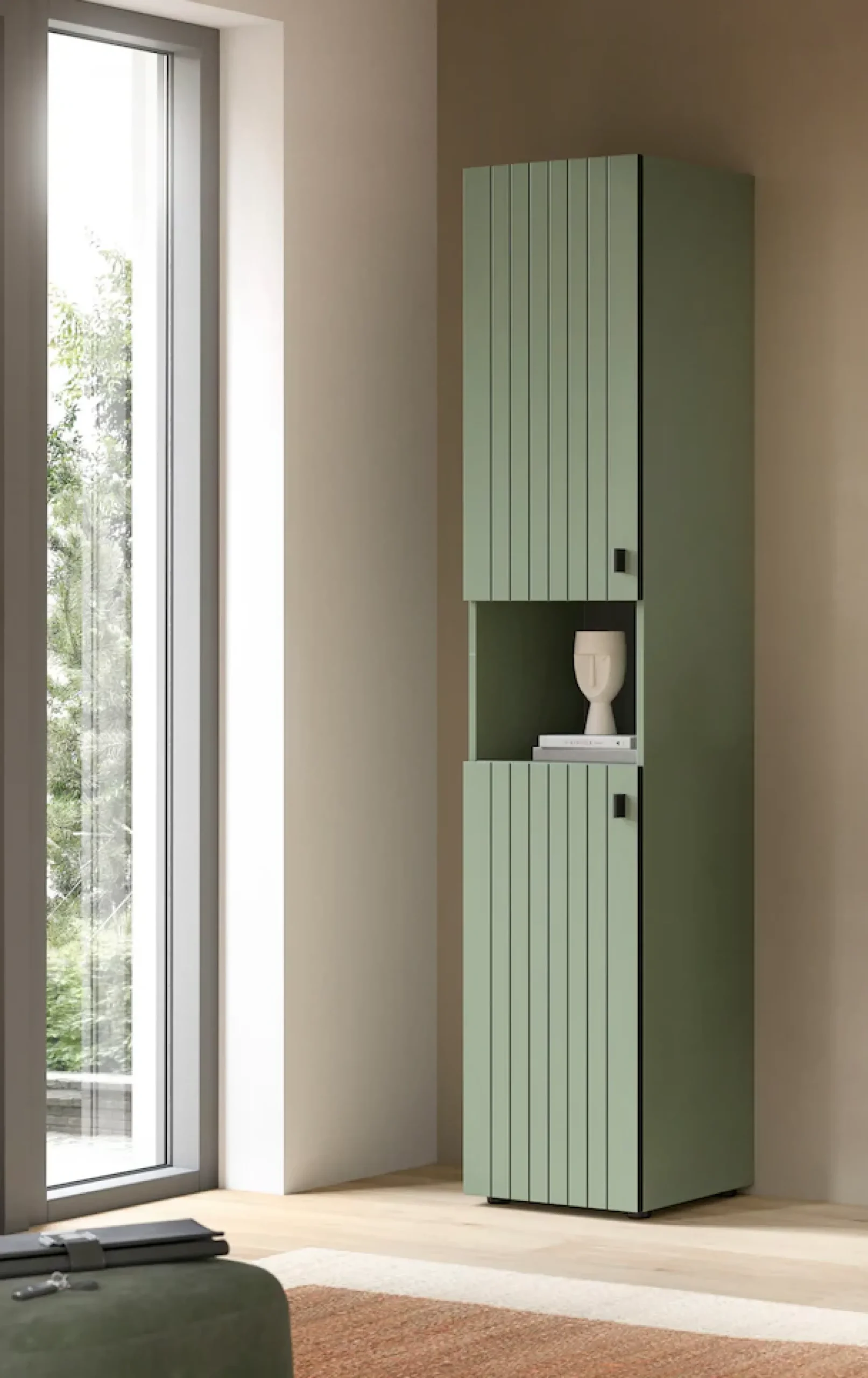Home affaire Garderobenschrank »TATIO, Höhe 192 cm, Rillenoptik, 2 Türen, offenes Fach« 1 Stk. tlg. Garderobenschrank, Flurschrank, Dielenschrank, Hochschrank