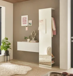 Home affaire Garderobenschrank »GiRON/CiTY, Schrank mit Spiegelfront, moderner Kleiderschrank« mit Kleiderstange, modernes Design, beidseitig geöffnet, 50 cm breit