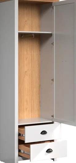 Home affaire Garderobenschrank »Herzwill« Kleiderschrank, grau, Eiche, Kleiderstange, B/H/T ca.: 65/201/41 cm