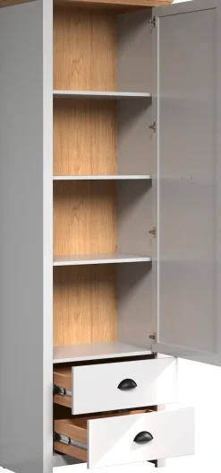 Home affaire Garderobenschrank »Herzwill« Kleiderschrank, grau, Eiche, Kleiderstange, B/H/T ca.: 65/201/41 cm