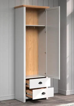 Home affaire Garderobenschrank »Herzwill« Kleiderschrank, grau, Eiche, Kleiderstange, B/H/T ca.: 65/201/41 cm