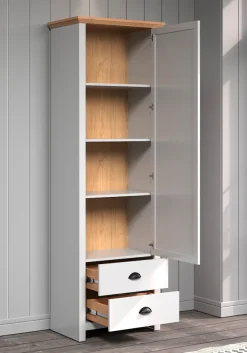 Home affaire Garderobenschrank »Herzwill« Kleiderschrank, grau, Eiche, Kleiderstange, B/H/T ca.: 65/201/41 cm
