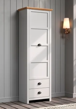 Home affaire Garderobenschrank »Herzwill« Kleiderschrank, grau, Eiche, Kleiderstange, B/H/T ca.: 65/201/41 cm