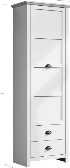 Home affaire Garderobenschrank »Herzwill« Kleiderschrank, grau, Eiche, Kleiderstange, B/H/T ca.: 65/201/41 cm