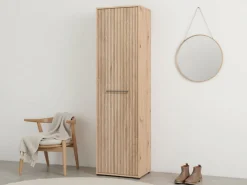 Home affaire Garderobenschrank »Landes Schrank inkl. 1 Kleiderstange, Stauraumschrank, Höhe 198 cm« Front Artisan Eiche mit dekorativen schwarzen Streifen