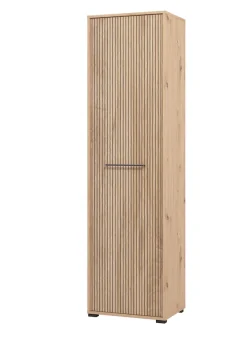 Home affaire Garderobenschrank »Landes Schrank inkl. 1 Kleiderstange, Stauraumschrank, Höhe 198 cm« Front Artisan Eiche mit dekorativen schwarzen Streifen