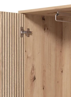 Home affaire Garderobenschrank »Landes Schrank inkl. 1 Kleiderstange, Stauraumschrank, Höhe 198 cm« Front Artisan Eiche mit dekorativen schwarzen Streifen