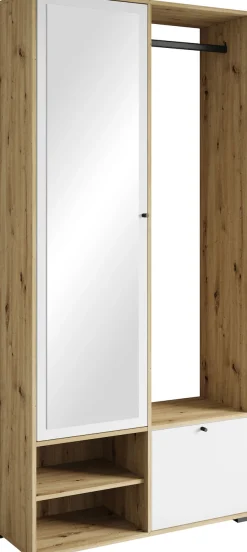 Home affaire Garderobenschrank »DINO Kompaktgarderobe, Garderoben-Set DINO« Mit Spiegel und Kleiderstange, 90 cm breit, Türanschlag wechselbar