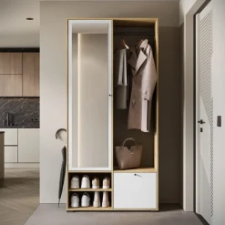 Home affaire Garderobenschrank »DINO Kompaktgarderobe, Garderoben-Set DINO« Mit Spiegel und Kleiderstange, 90 cm breit, Türanschlag wechselbar