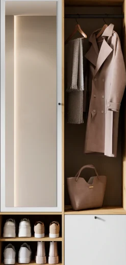 Home affaire Garderobenschrank »DINO Kompaktgarderobe, Garderoben-Set DINO« Mit Spiegel und Kleiderstange, 90 cm breit, Türanschlag wechselbar