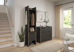 Home affaire Garderobenschrank »MUSTA, Breite: 42cm, inkl. Kleiderstange, 2 Haken, 1 Tür« Dielenschrank, Flurschrank, Schrank, Universalschrank, Sitzbank